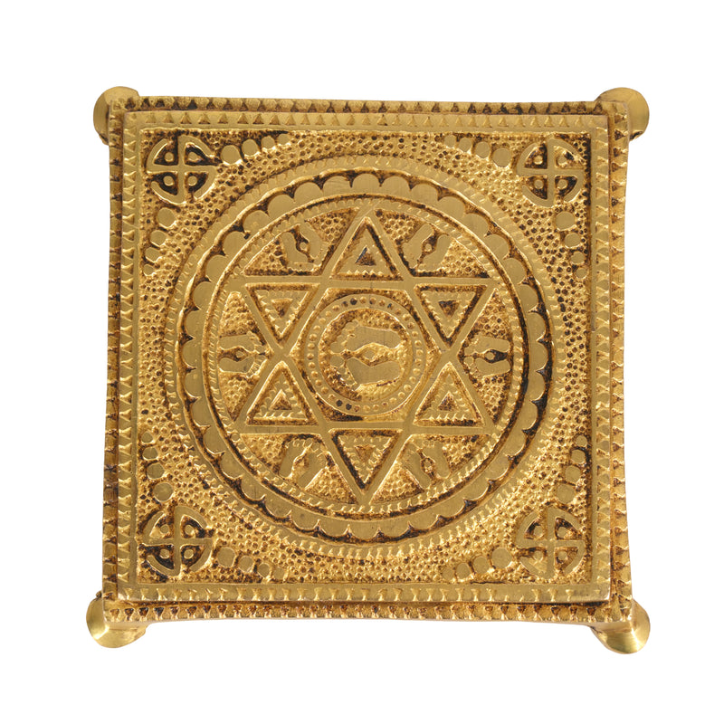 Handcrafted Traditional Brass Yantra Chowki | Sacred Geometric Altar Stand