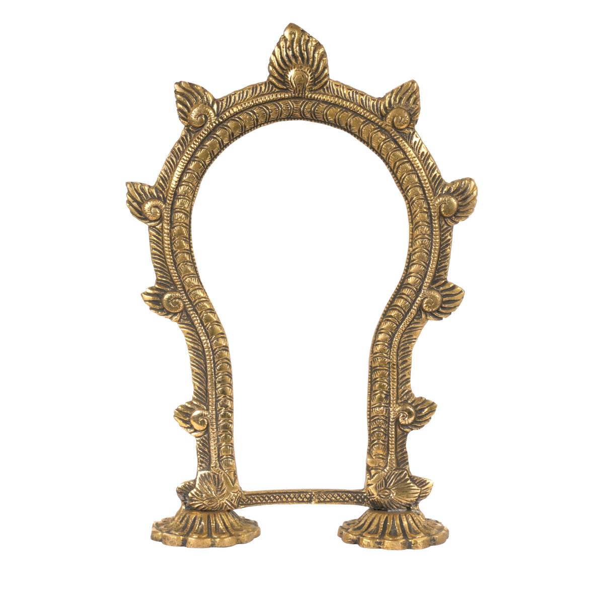 Vintage-Style Hand-Crafted Brass Prabhawal Aura | Scalloped Base Tabletop Frame