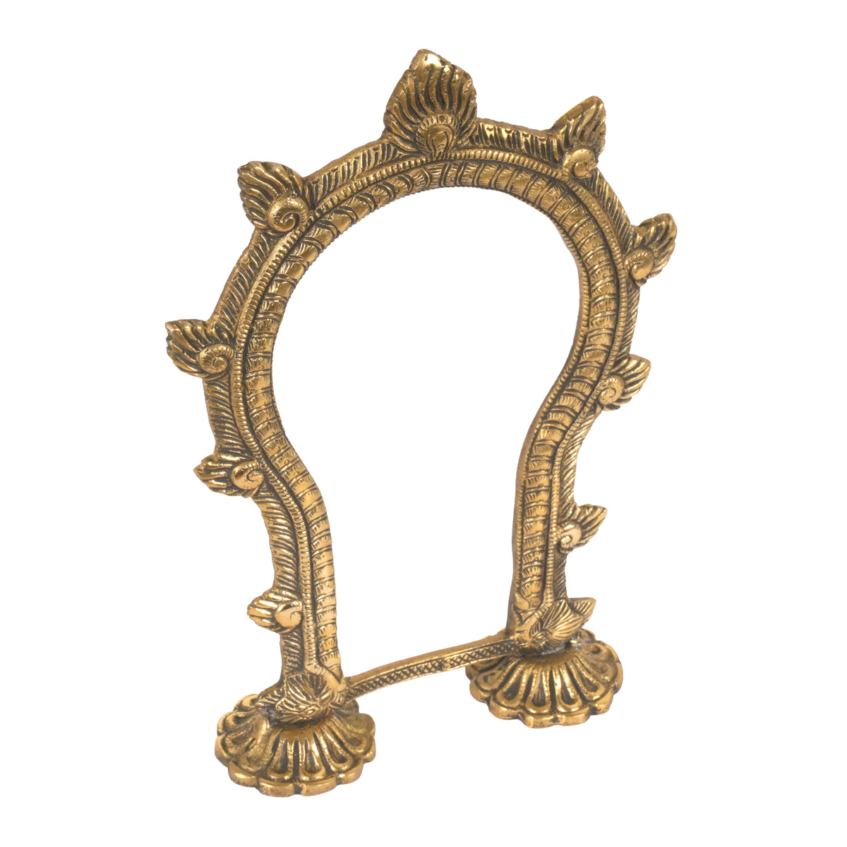 Vintage-Style Hand-Crafted Brass Prabhawal Aura | Scalloped Base Tabletop Frame