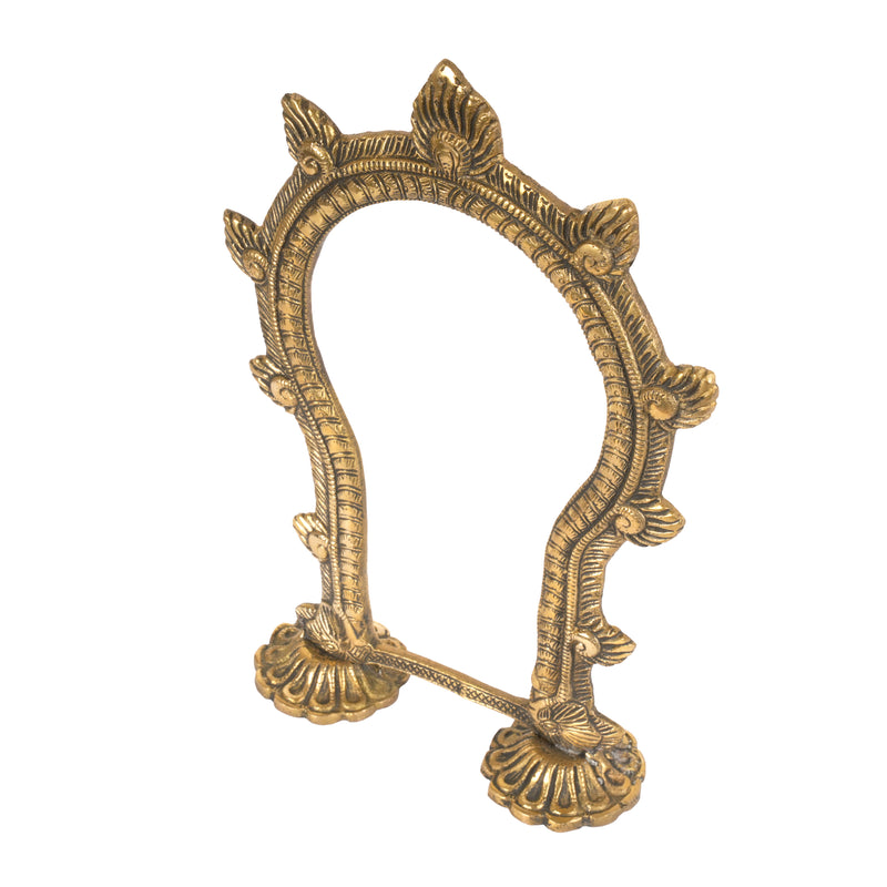 Vintage-Style Hand-Crafted Brass Prabhawal Aura | Scalloped Base Tabletop Frame