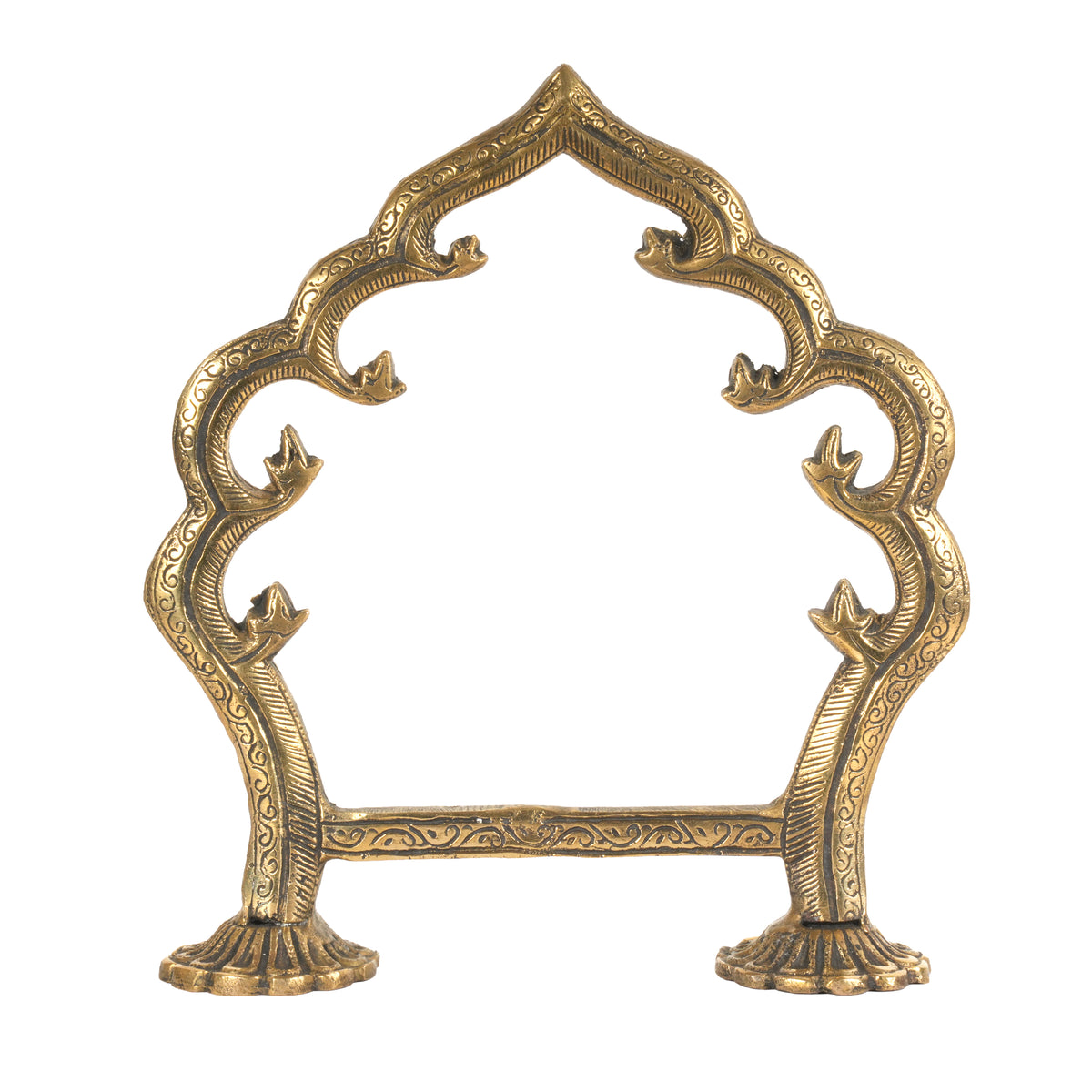 Handcrafted Traditional Brass Prabhavali Arch | Multi-Tiered Deity Halo Stand
