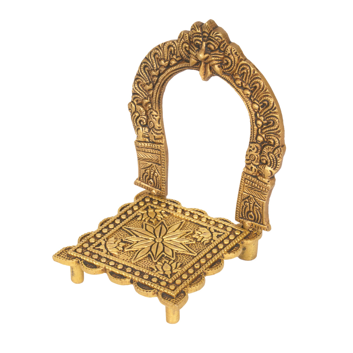 Handcrafted Traditional Brass Prabhavali Singhasan | Kirtimukha Altar Throne