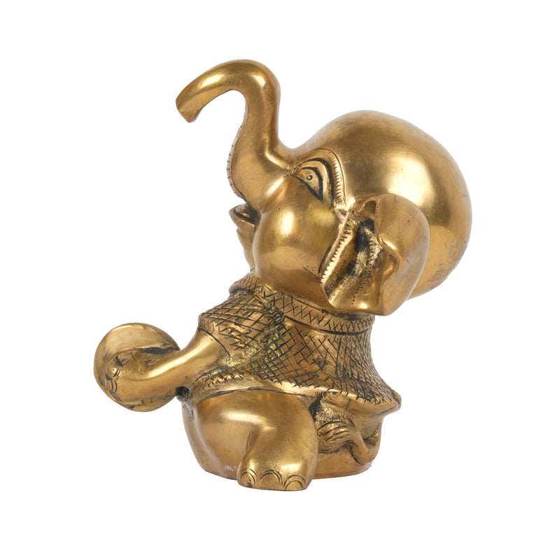 Handcrafted Traditional Brass Elephant Playing Manjira | Festive Musical Figurine