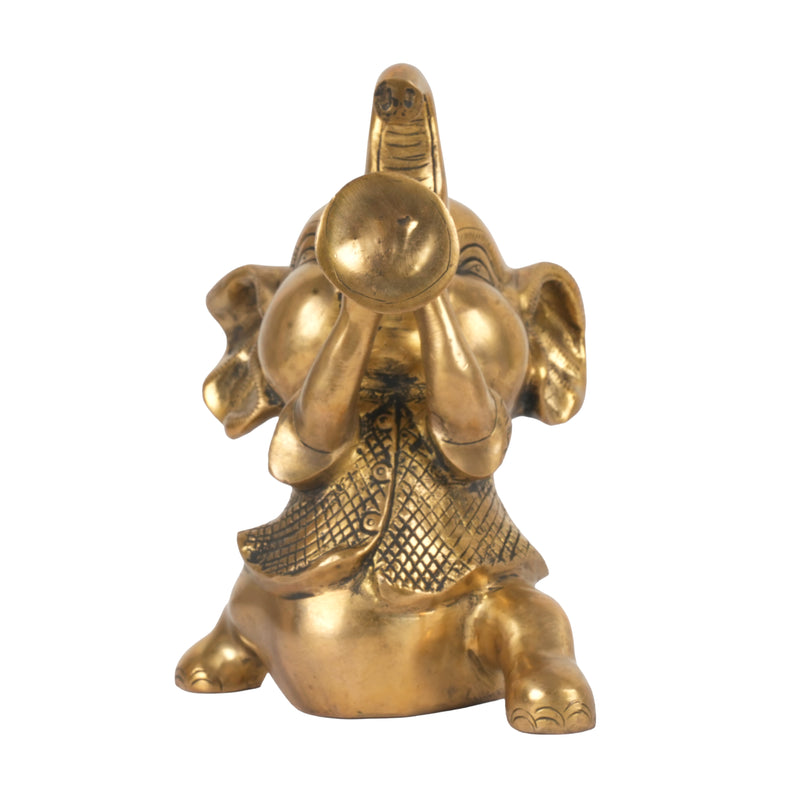 Handcrafted Traditional Brass Elephant Playing Trumpet | Festive Musical Figurine