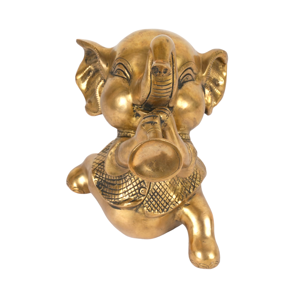 Handcrafted Traditional Brass Elephant Playing Trumpet | Festive Musical Figurine