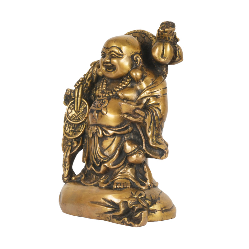 Handcrafted Traditional Brass Laughing Buddha | Prosperity Wealth Sack Figurine