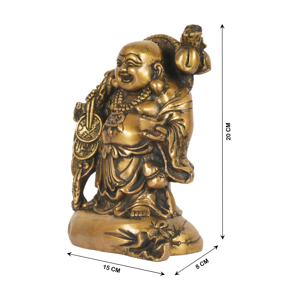 Handcrafted Traditional Brass Laughing Buddha | Prosperity Wealth Sack Figurine