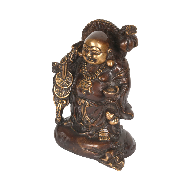 Handcrafted Traditional Brass Laughing Buddha | Antiqued Two-Tone Prosperity Figurine