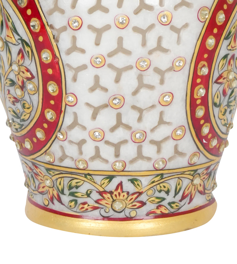 Hand-Painted Marble Decorative Vase | Ornate Indian Heritage Accent