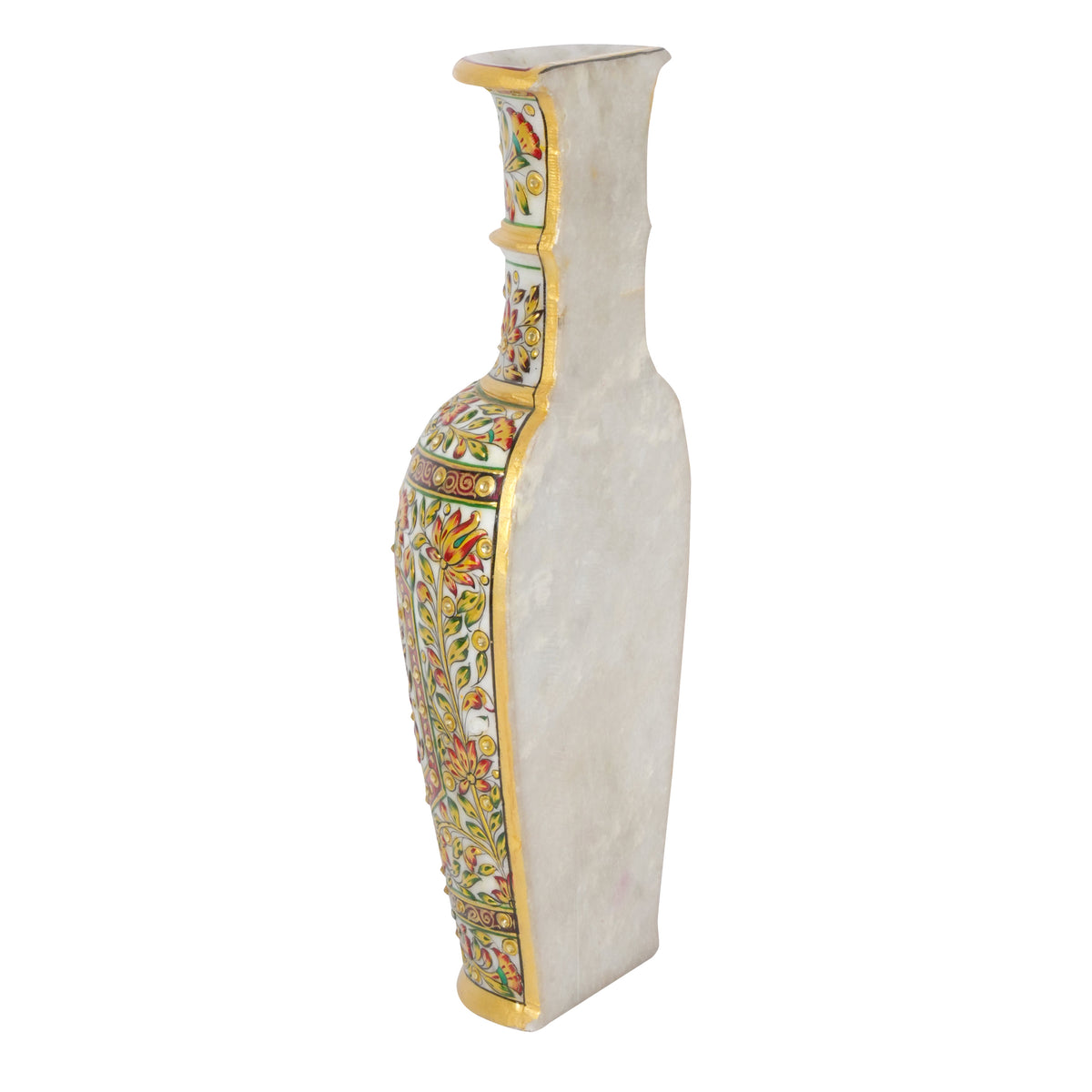 Peacock's Canvas: Hand-Painted Marble Wall Vase | Rajasthani Floral Art Decor
