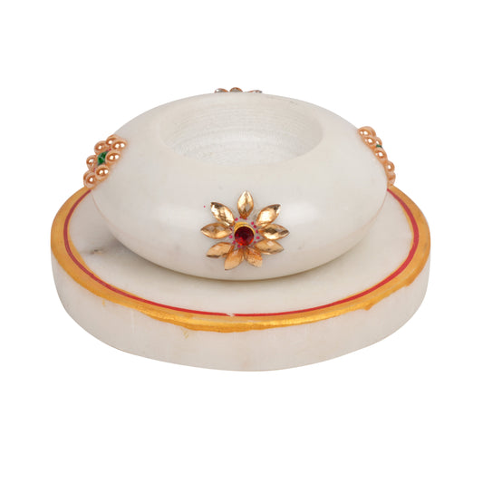 Handcrafted Marble Candle Holder – Traditional Rajasthani Design