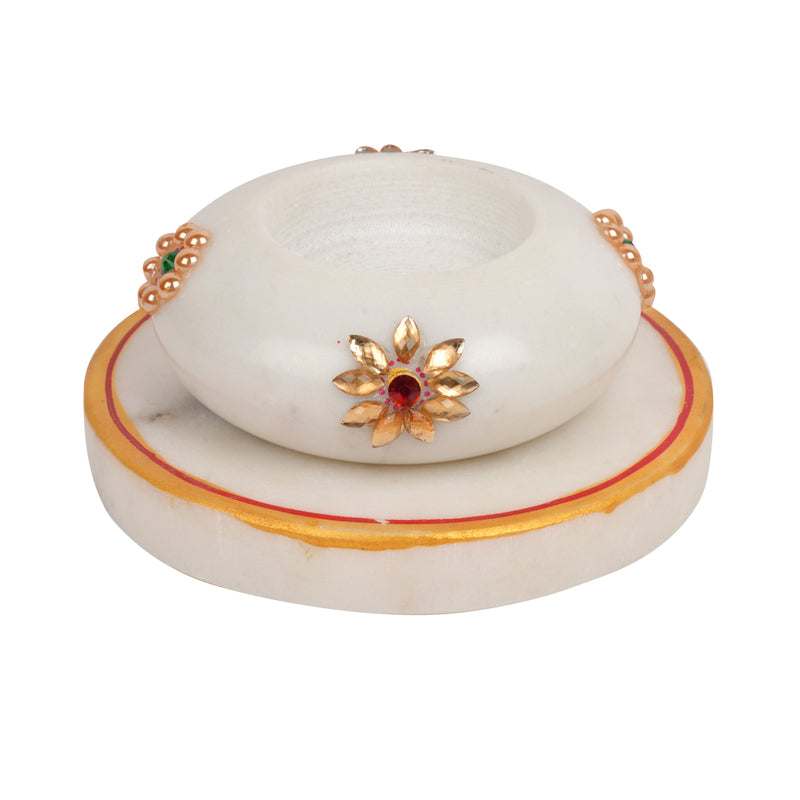 Handcrafted Marble Candle Holder – Traditional Rajasthani Design
