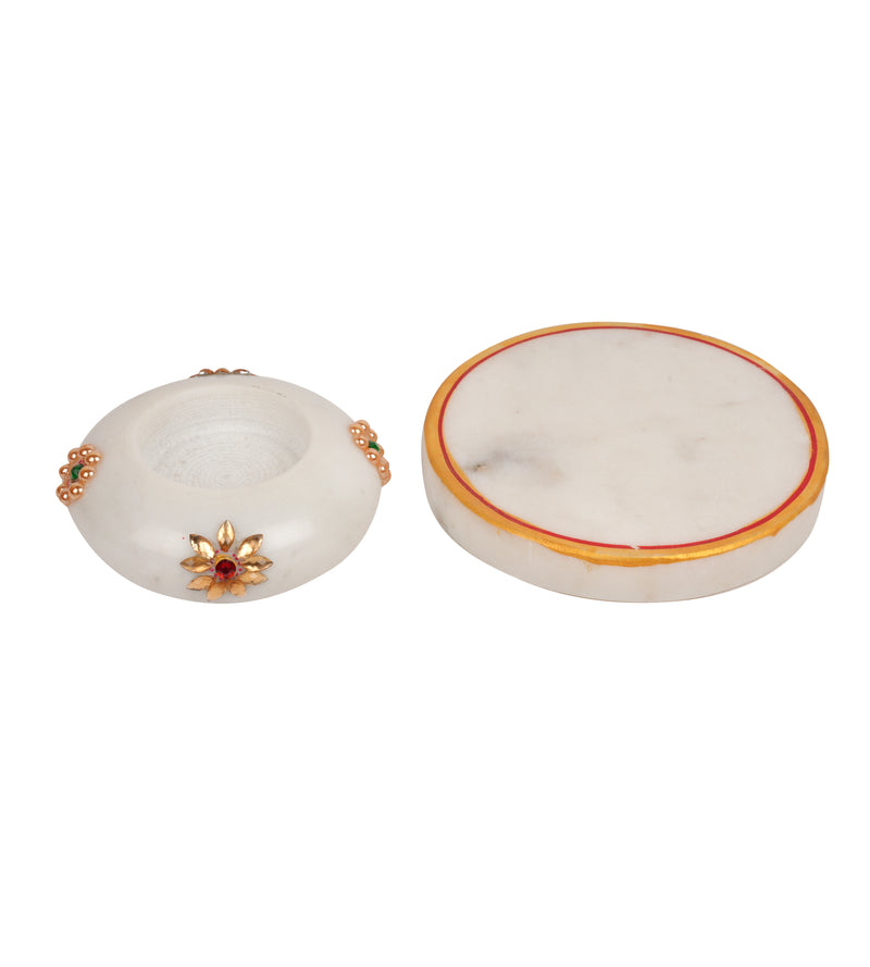 Handcrafted Marble Candle Holder – Traditional Rajasthani Design