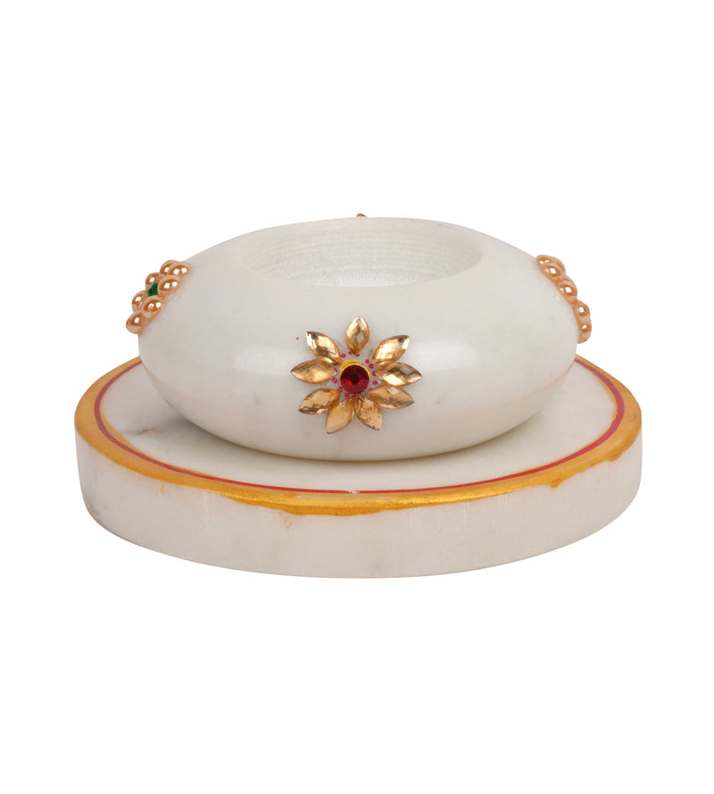 Handcrafted Marble Candle Holder – Traditional Rajasthani Design