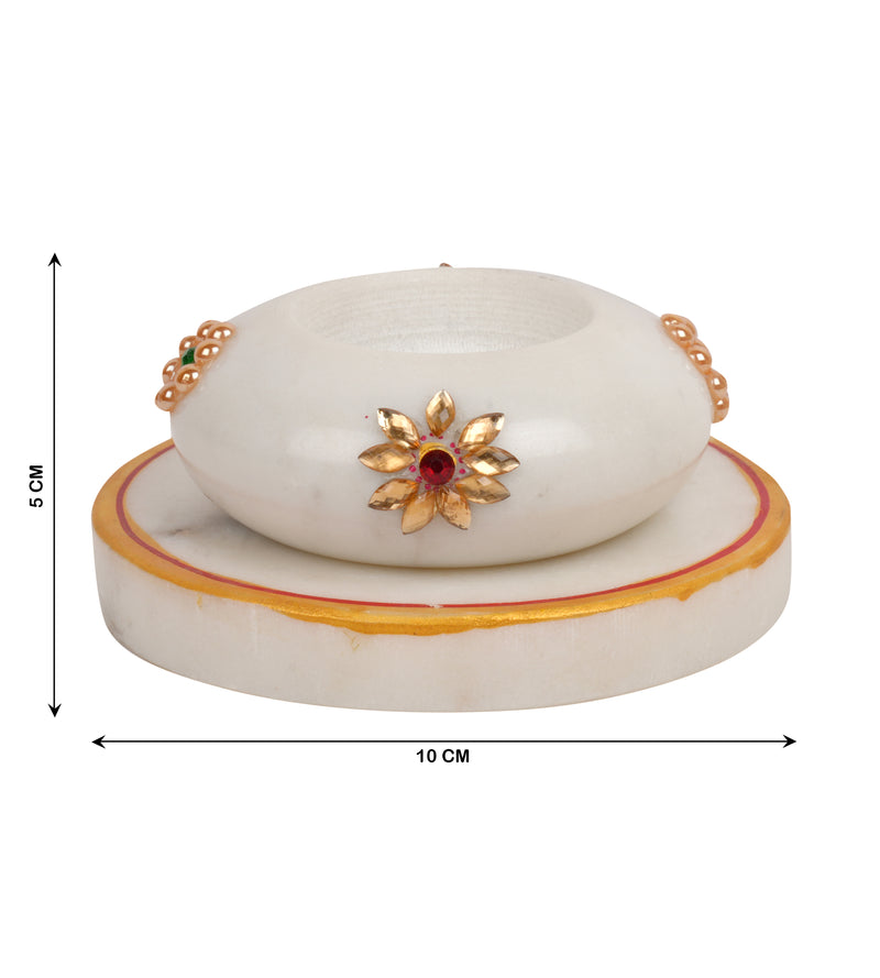 Handcrafted Marble Candle Holder – Traditional Rajasthani Design