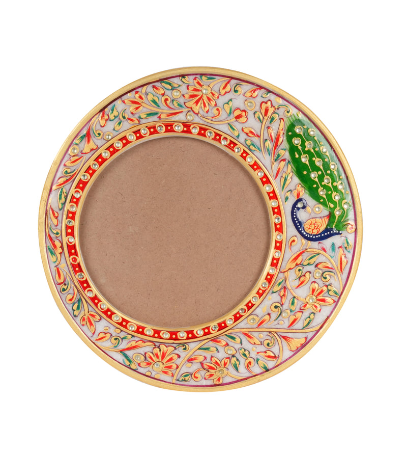 Elegant Marble Photo Frame – Handcrafted with Intricate Rajasthani Design