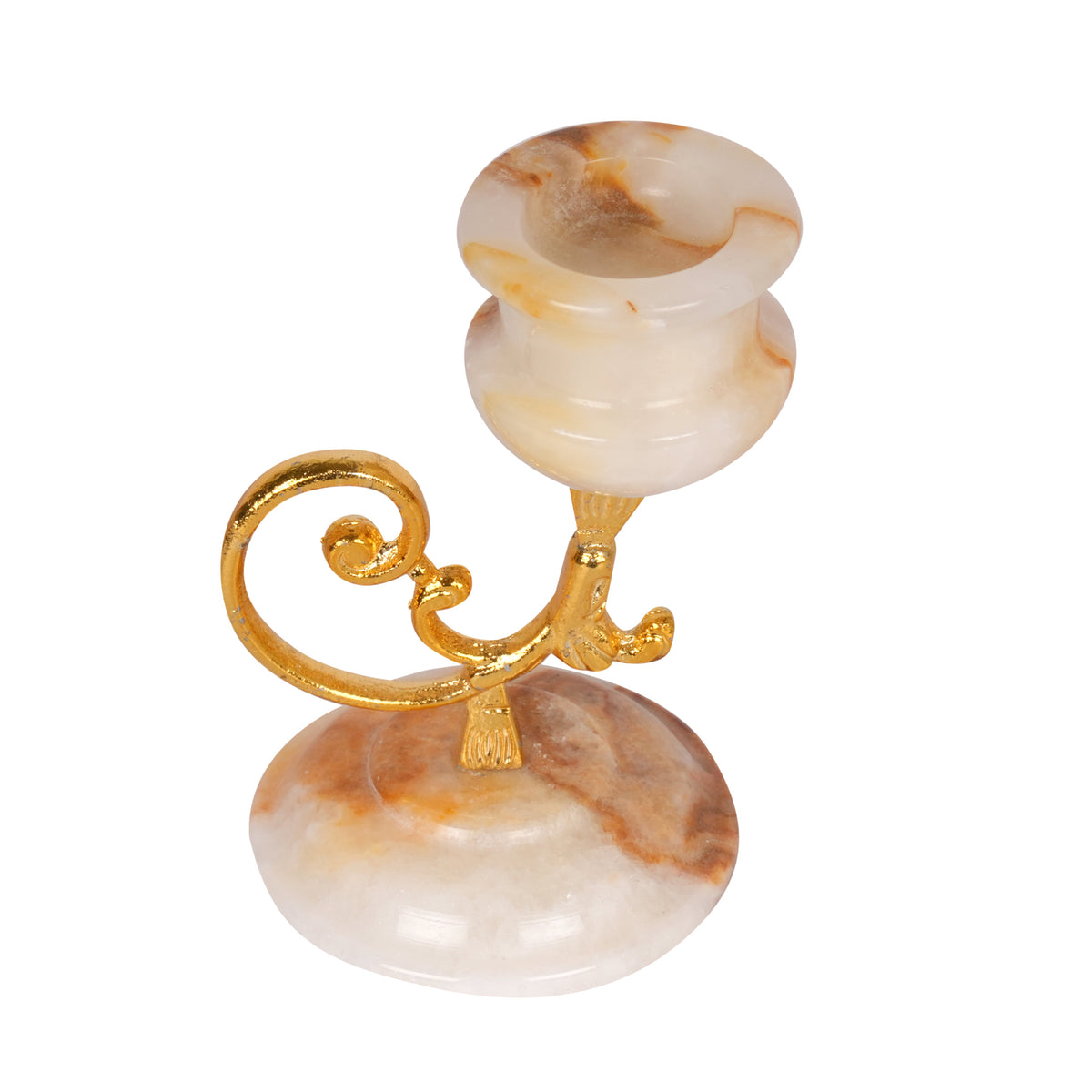 Onyx Marble Candle Holder with Gold Accents