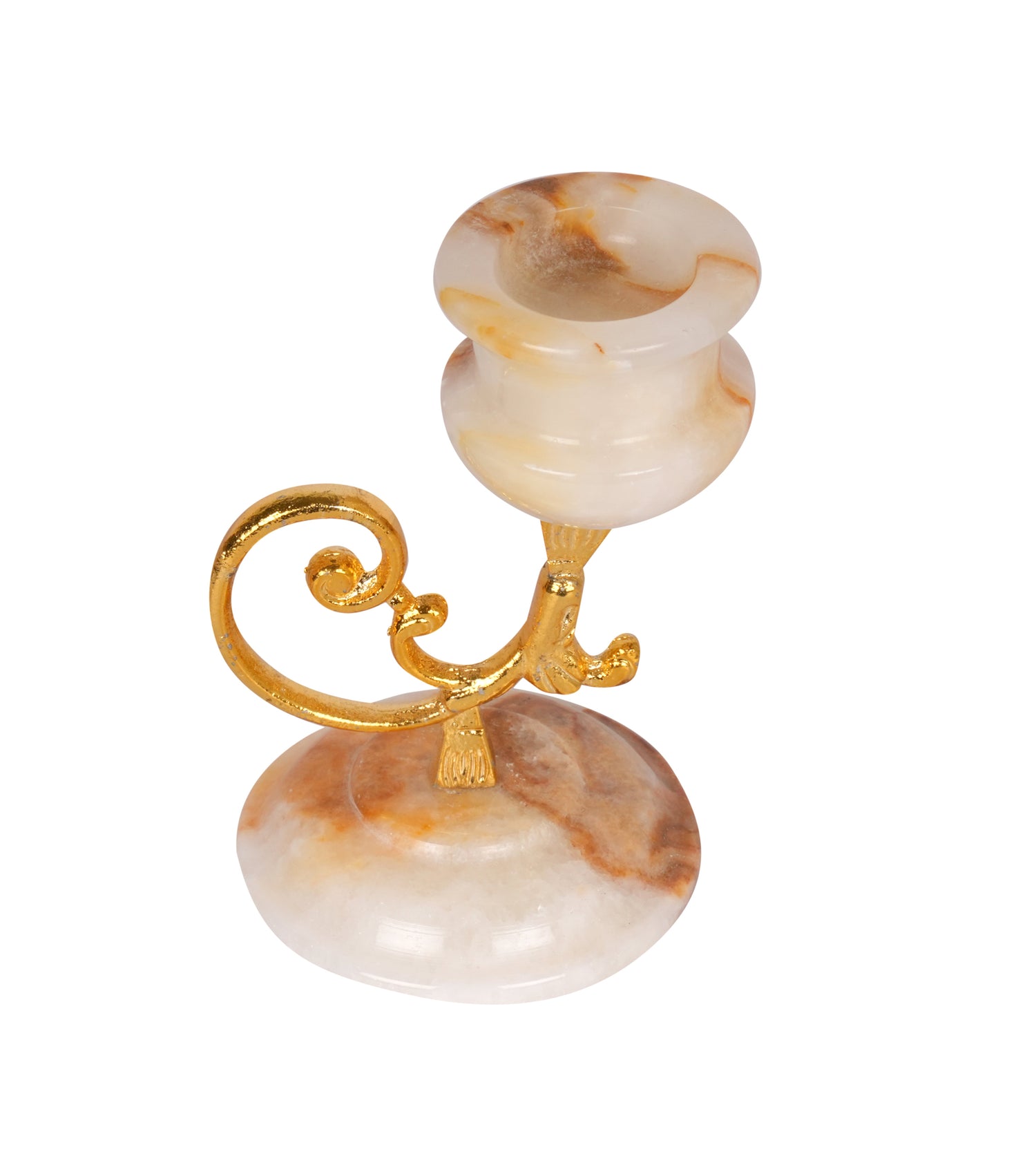 Onyx Marble Candle Holder with Gold Accents