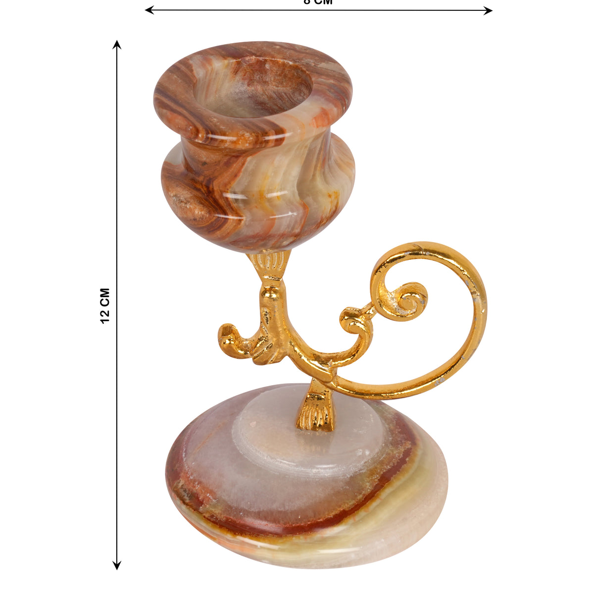Onyx Marble Candle Holder with Gold Accents
