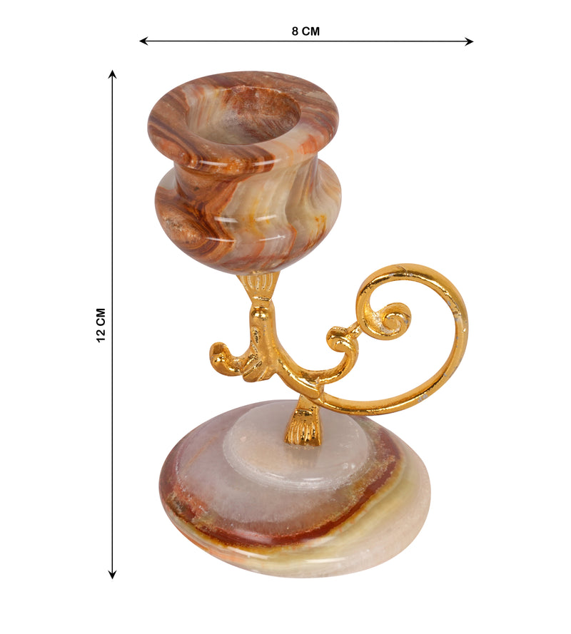 Onyx Marble Candle Holder with Gold Accents