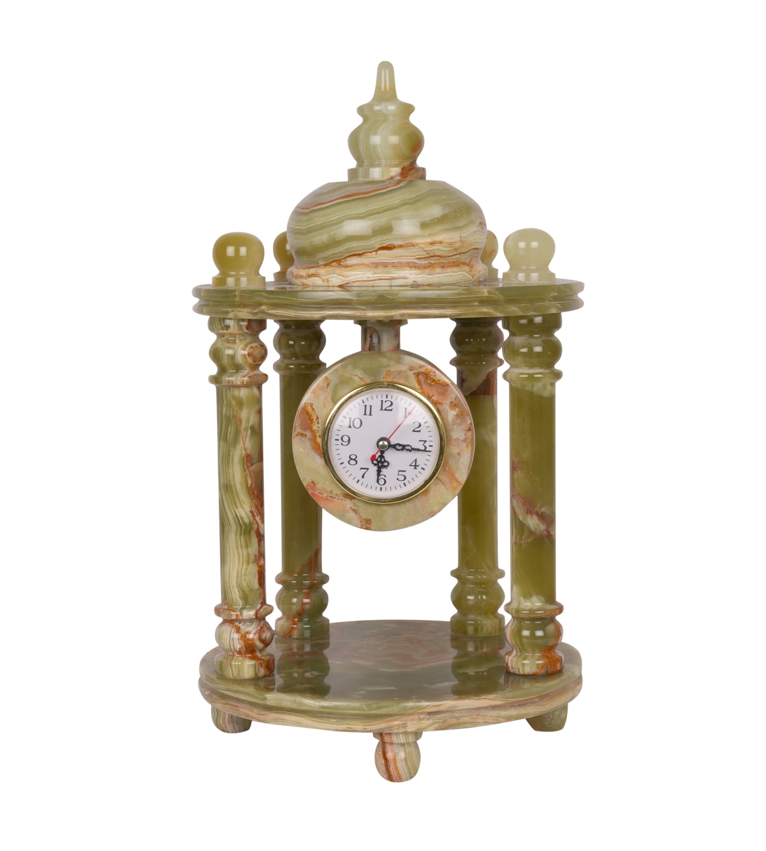 Green Onyx Table Clock – Elegant Vintage-Style Timepiece