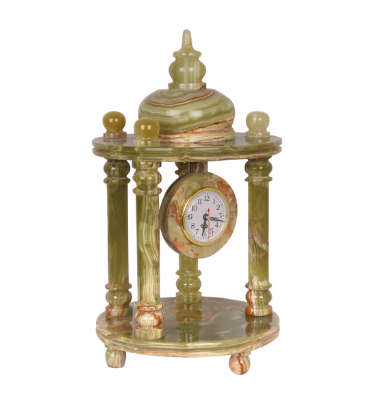 Green Onyx Table Clock – Elegant Vintage-Style Timepiece