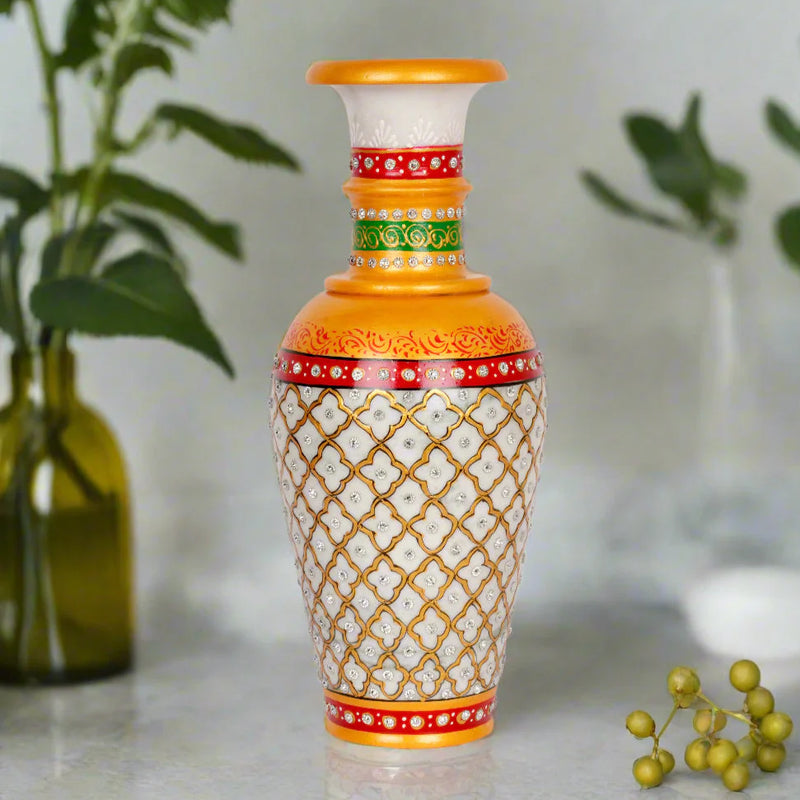 Handpainted Marble Vase | Traditional Indian Heritage Decor