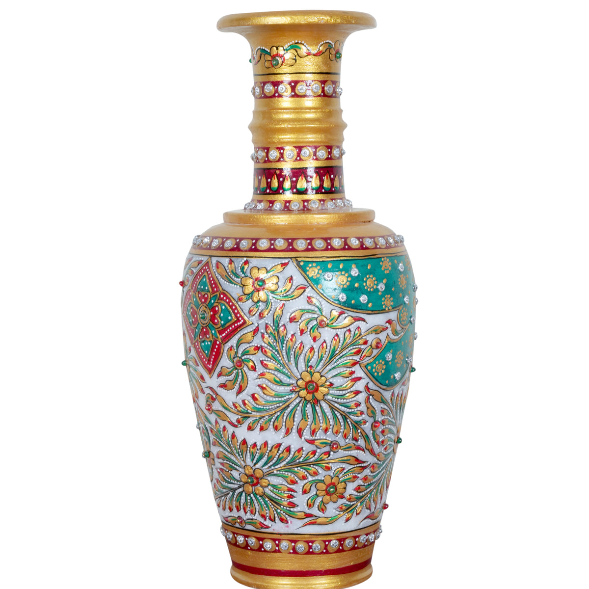 Hand-Painted Marble Vase – Rajasthani Women Portraits