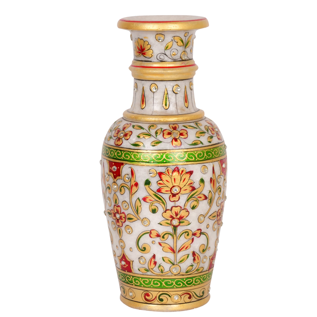 Hand-Painted Floral Marble Vase – Traditional Rajasthani Artwork