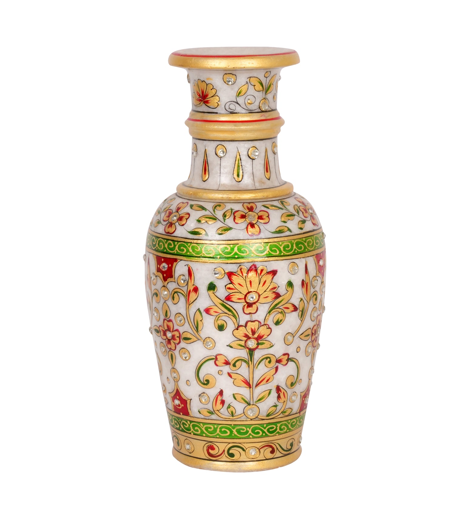 Hand-Painted Floral Marble Vase – Traditional Rajasthani Artwork