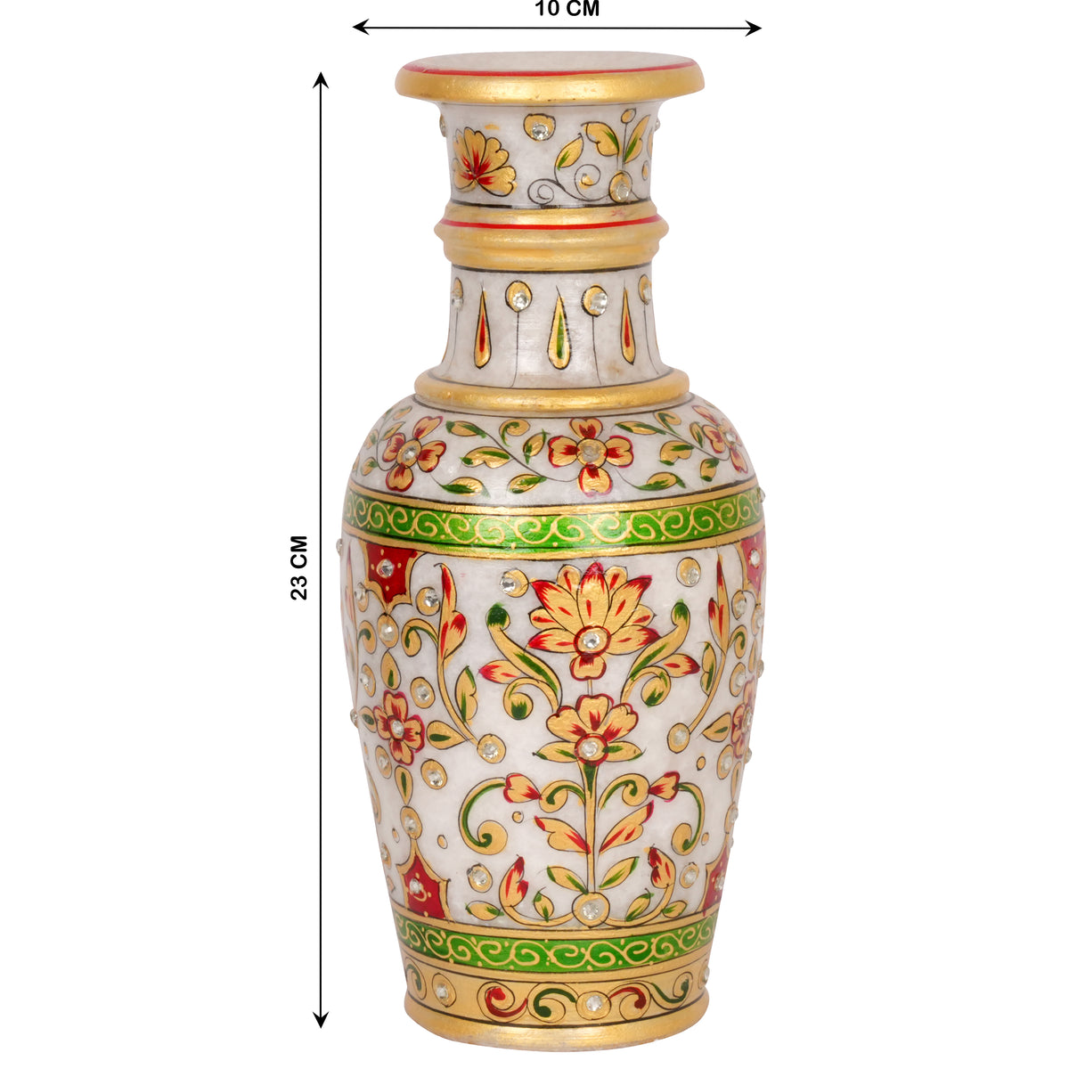 Hand-Painted Floral Marble Vase – Traditional Rajasthani Artwork