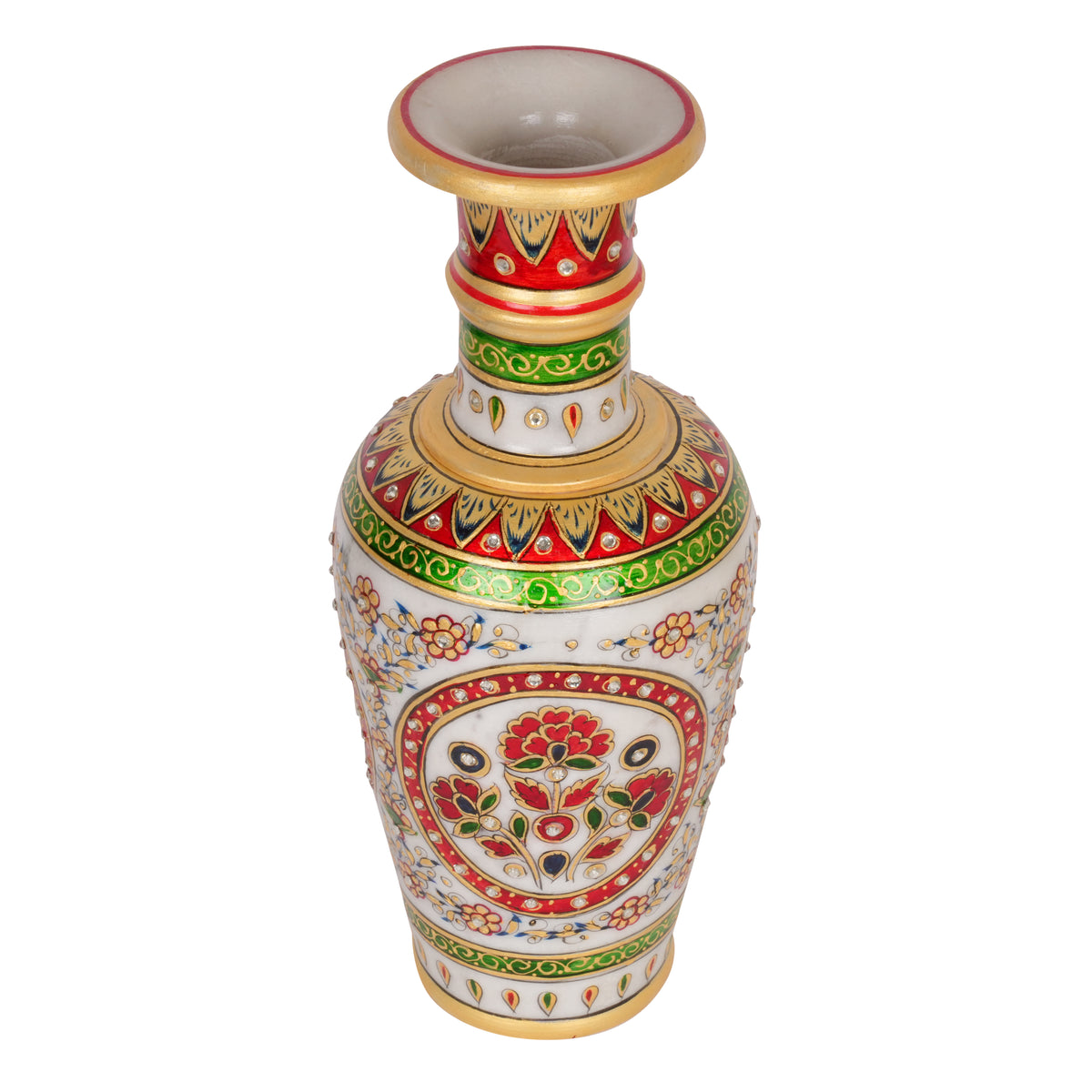 Hand-Painted Floral Marble Vase – Traditional Rajasthani Artwork
