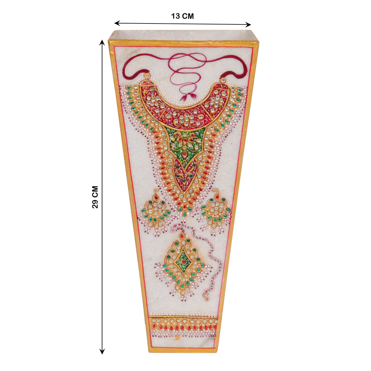 Handcrafted Marble Vase with Traditional Rajasthani Meenakari Artwork