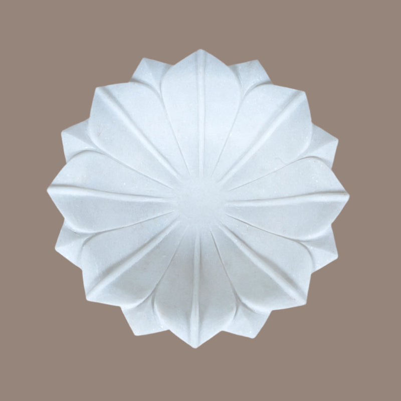 Hand-Carved Kishangarh Marble Urli - Lotus Flower Design