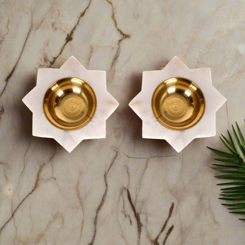 Elegant Marble & Brass Tealight Candle Holder