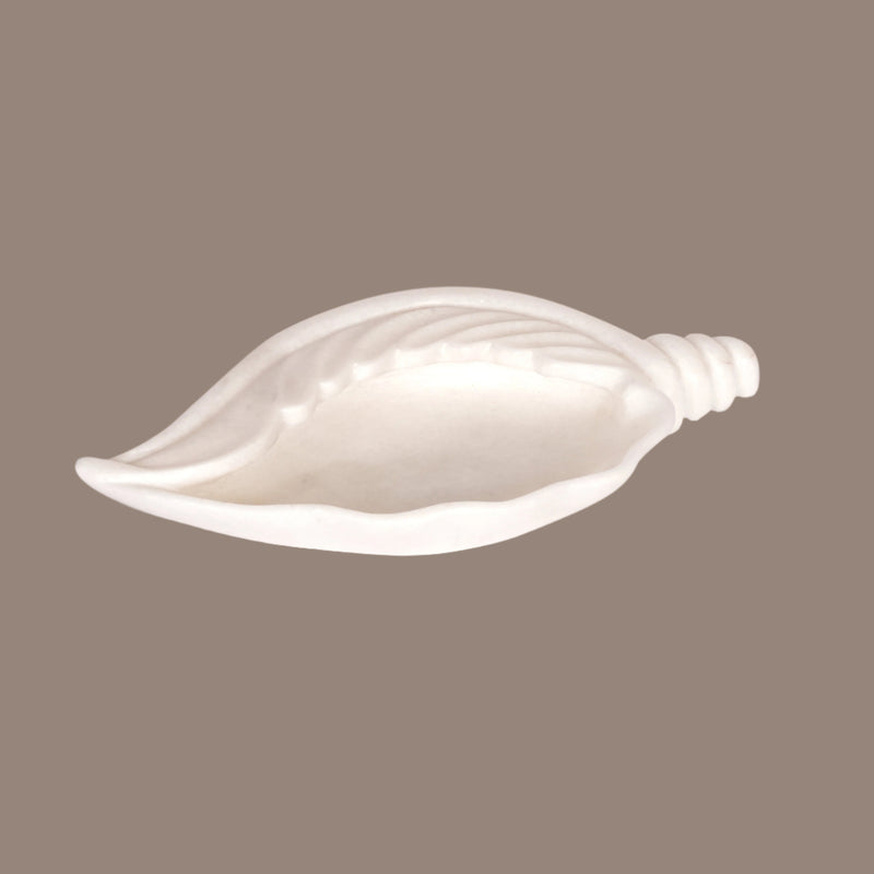 Hand-Carved White Marble Conch Shell Bowl