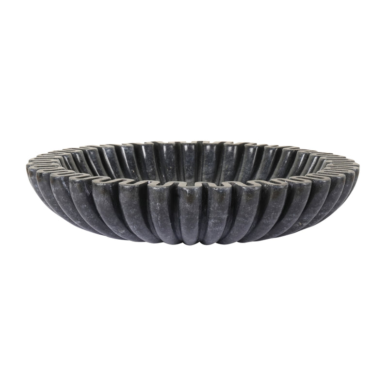 Black Marble Fluted Bowl – A Fusion of Elegance and Function