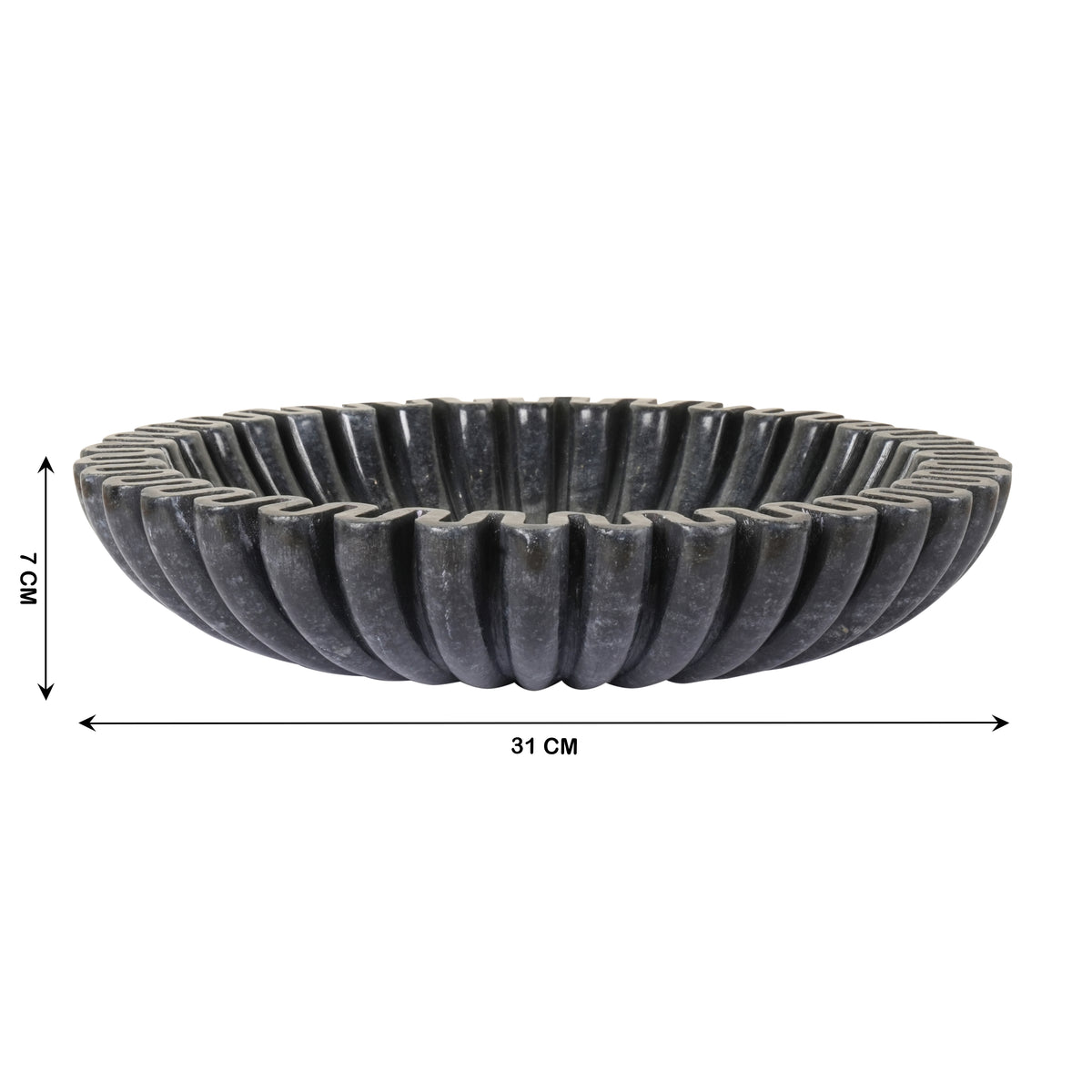 Black Marble Fluted Bowl – A Fusion of Elegance and Function
