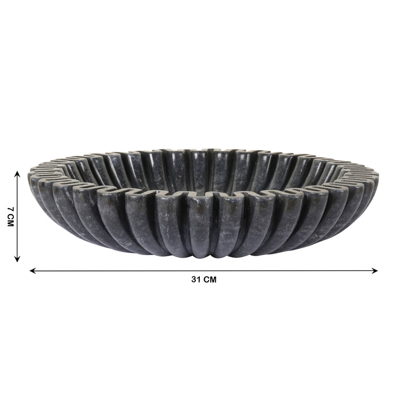 Black Marble Fluted Bowl – A Fusion of Elegance and Function