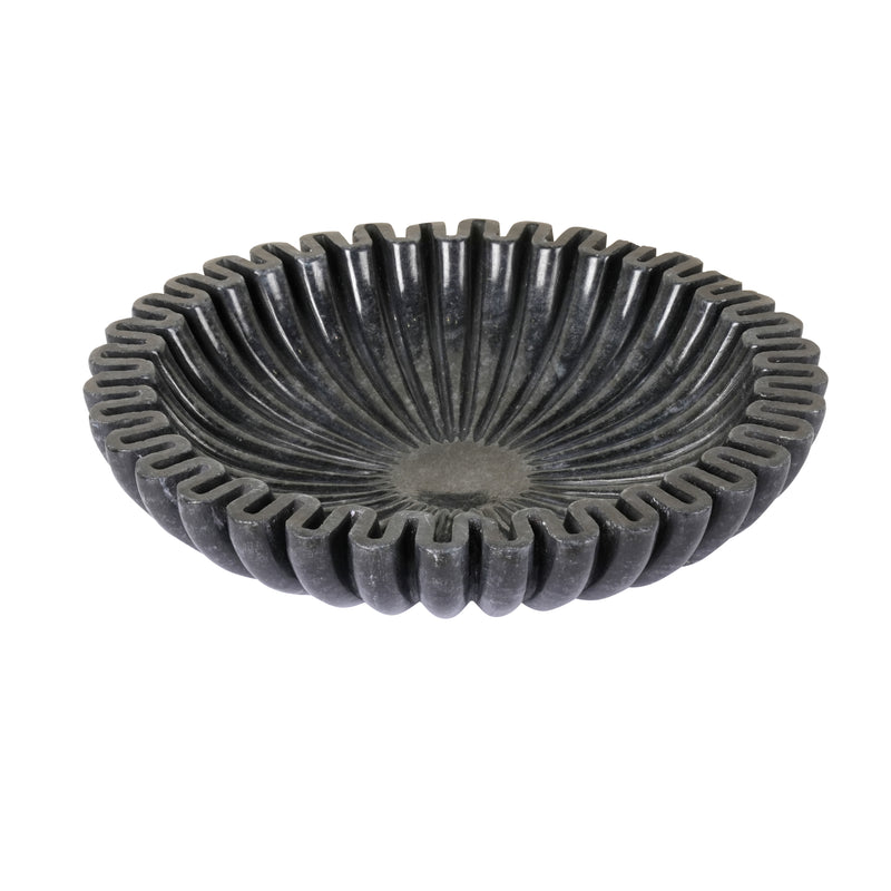 Black Marble Fluted Bowl – A Fusion of Elegance and Function