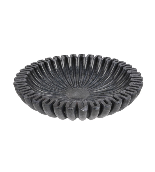 Black Marble Fluted Bowl – A Fusion of Elegance and Function