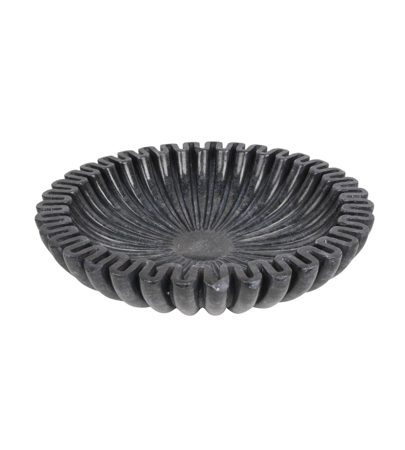 Black Marble Fluted Bowl – A Fusion of Elegance and Function