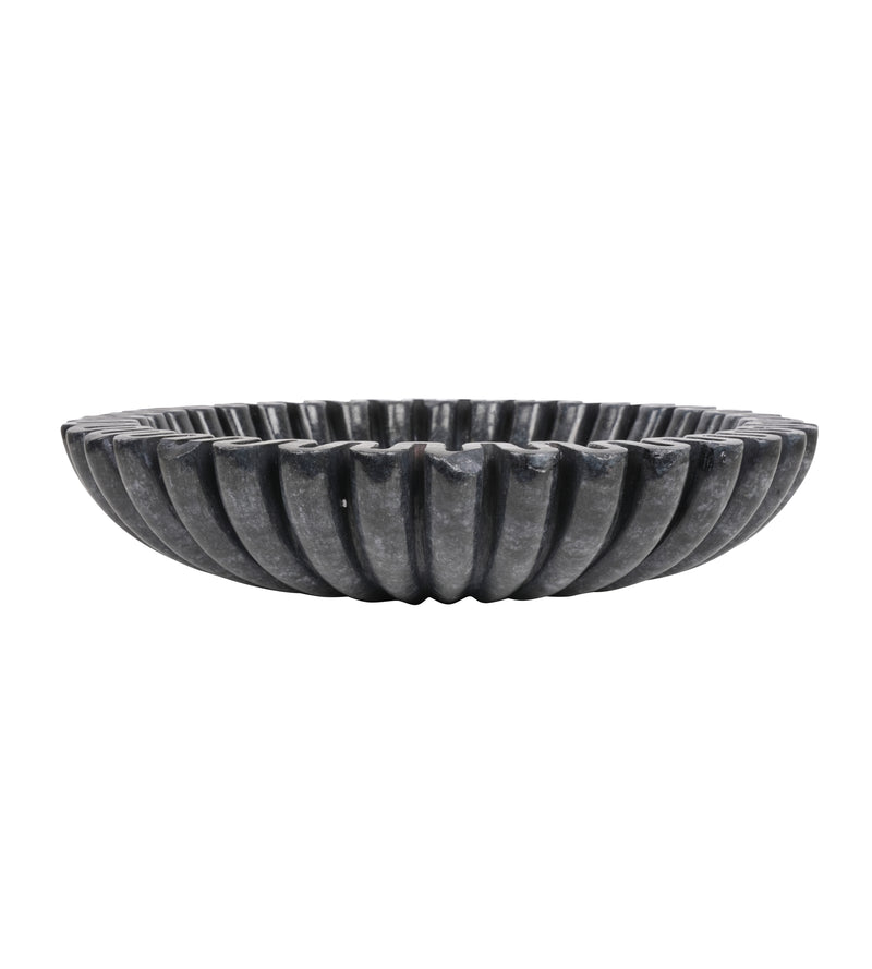 Black Marble Fluted Bowl – A Fusion of Elegance and Function