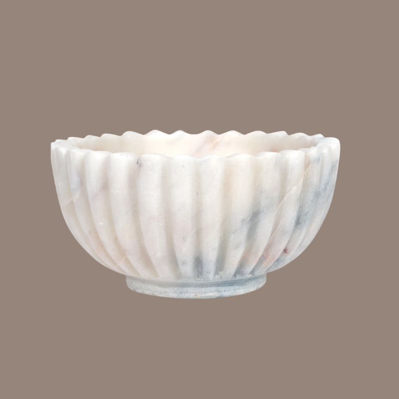 White Marble Fluted Bowl – Sophisticated Design for Every Occasion