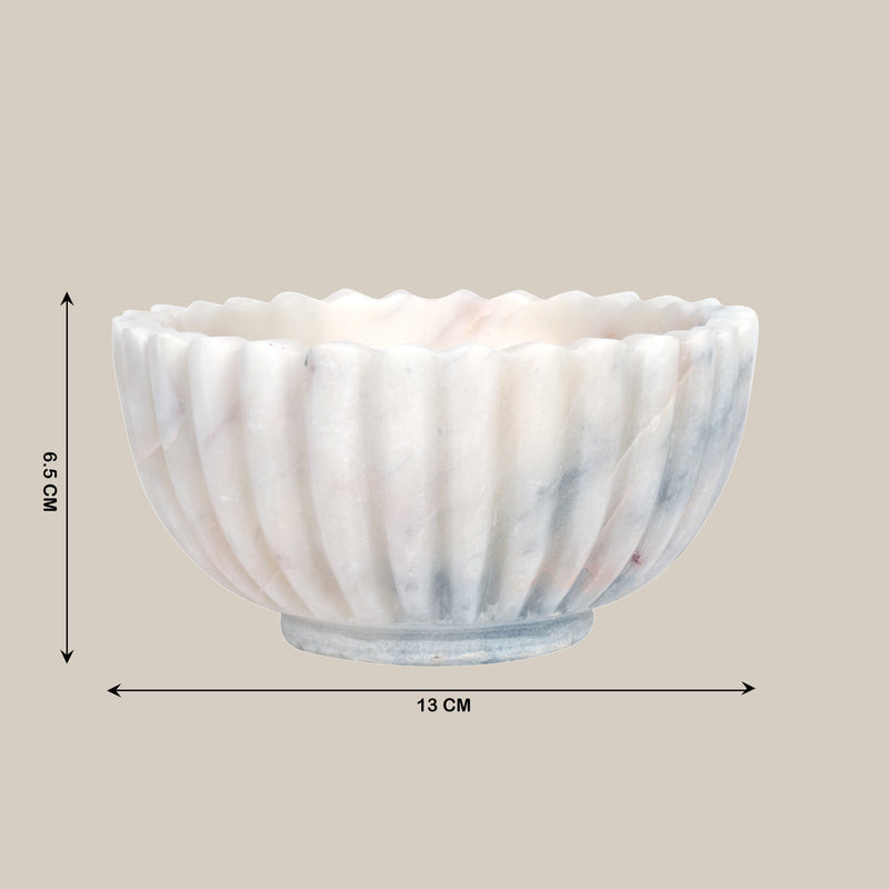 White Marble Fluted Bowl – Sophisticated Design for Every Occasion