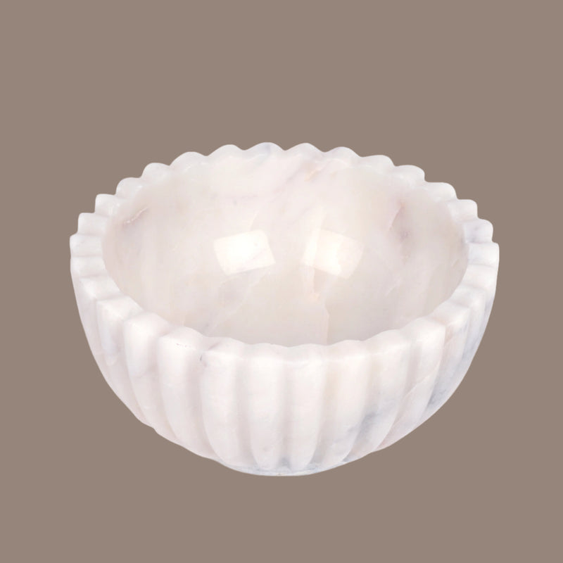 White Marble Fluted Bowl – Sophisticated Design for Every Occasion