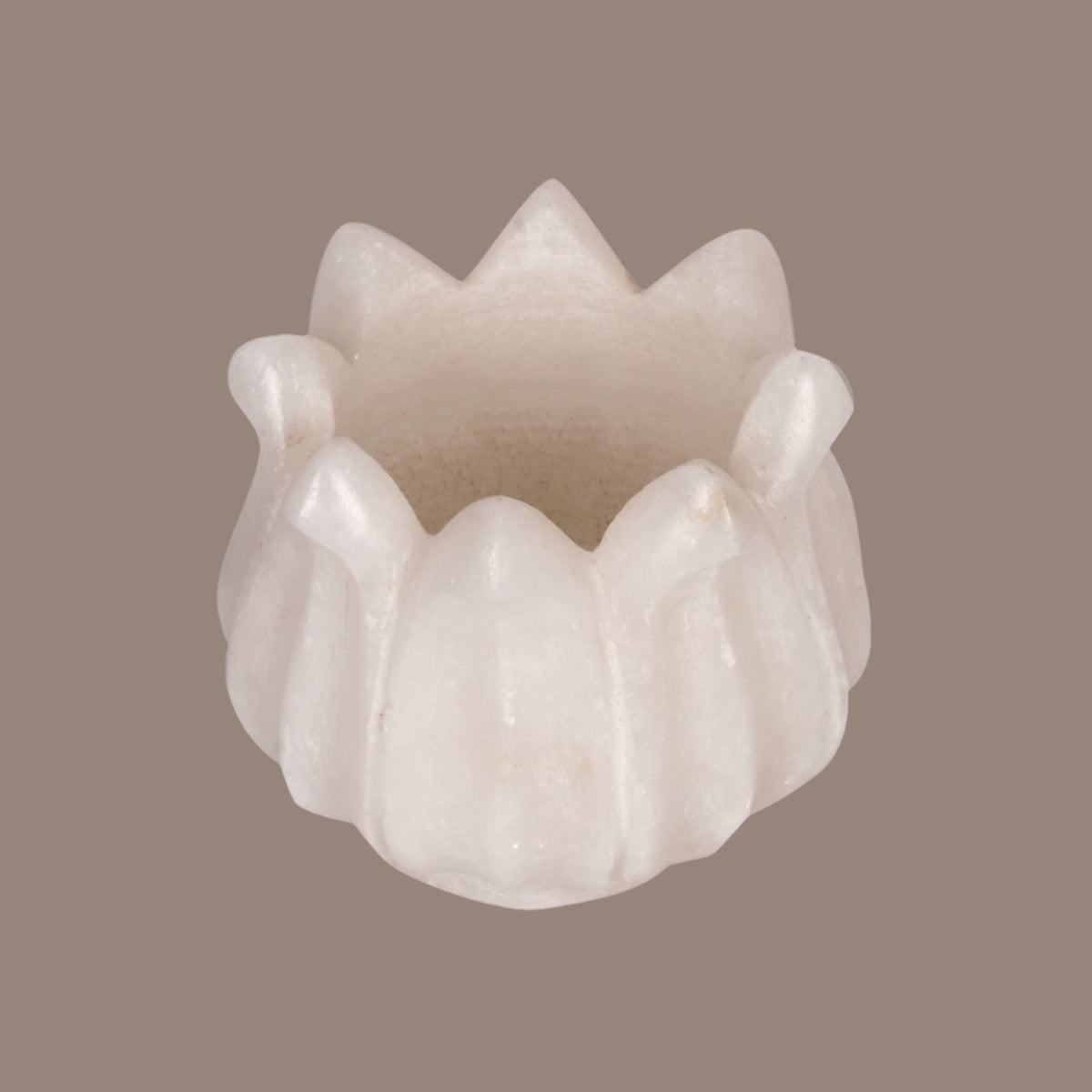 Hand-Carved White Marble Lotus Candle Holder | Symbol of Enlightenment