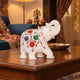 Royal Flourish: Hand-Carved Marble Elephant with Parchinkari Inlay | Auspicious Decor