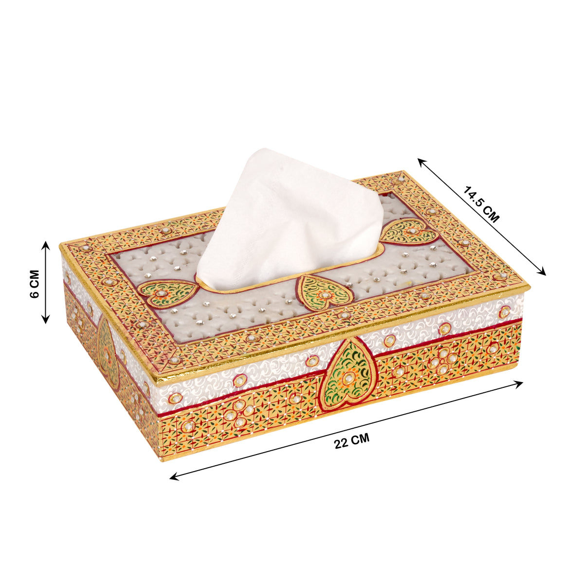 Handcrafted Marble Meenakari Tissue Box