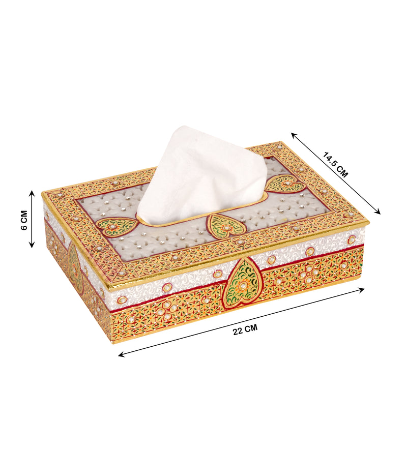 Handcrafted Marble Meenakari Tissue Box